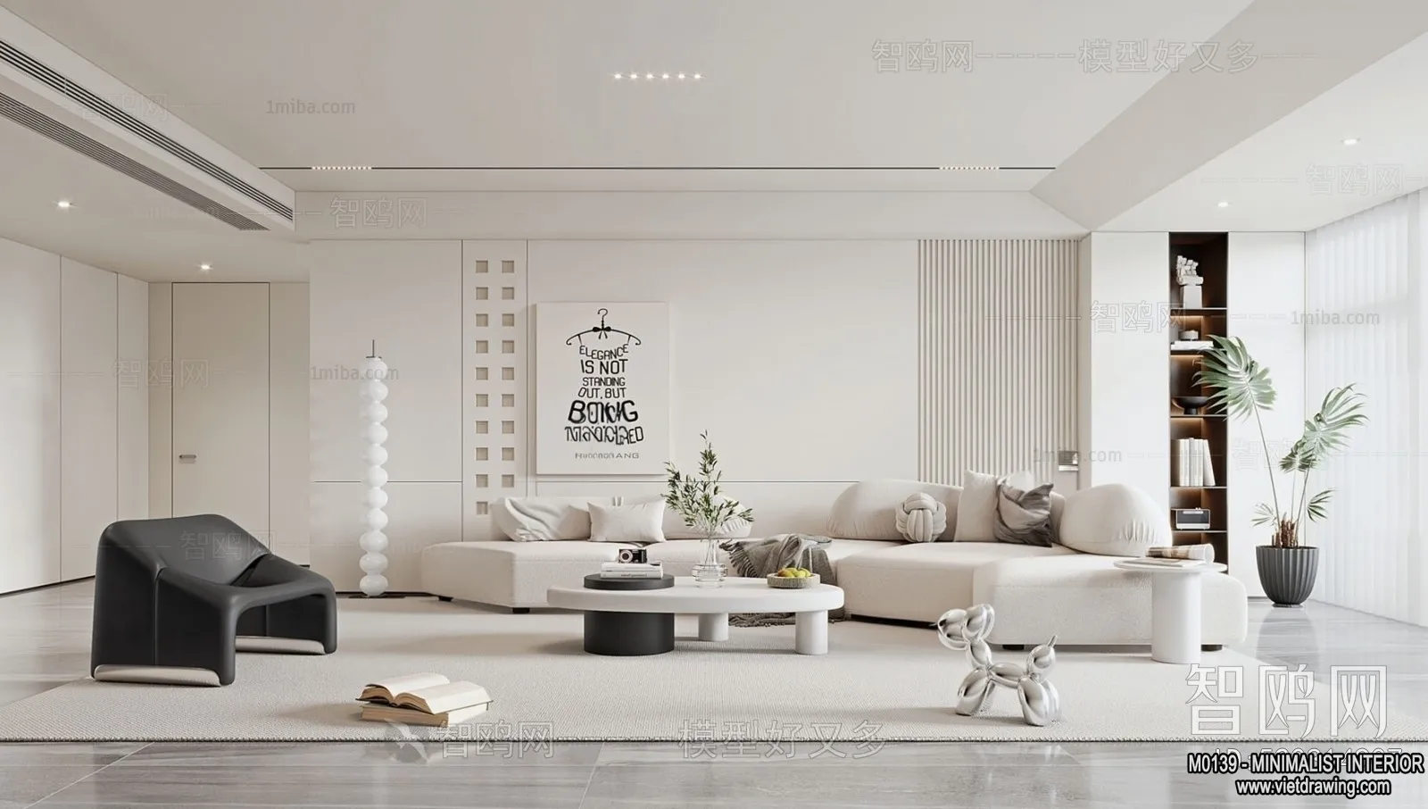 Living Room – Minimalist Style – 3D Interior Scene – 087