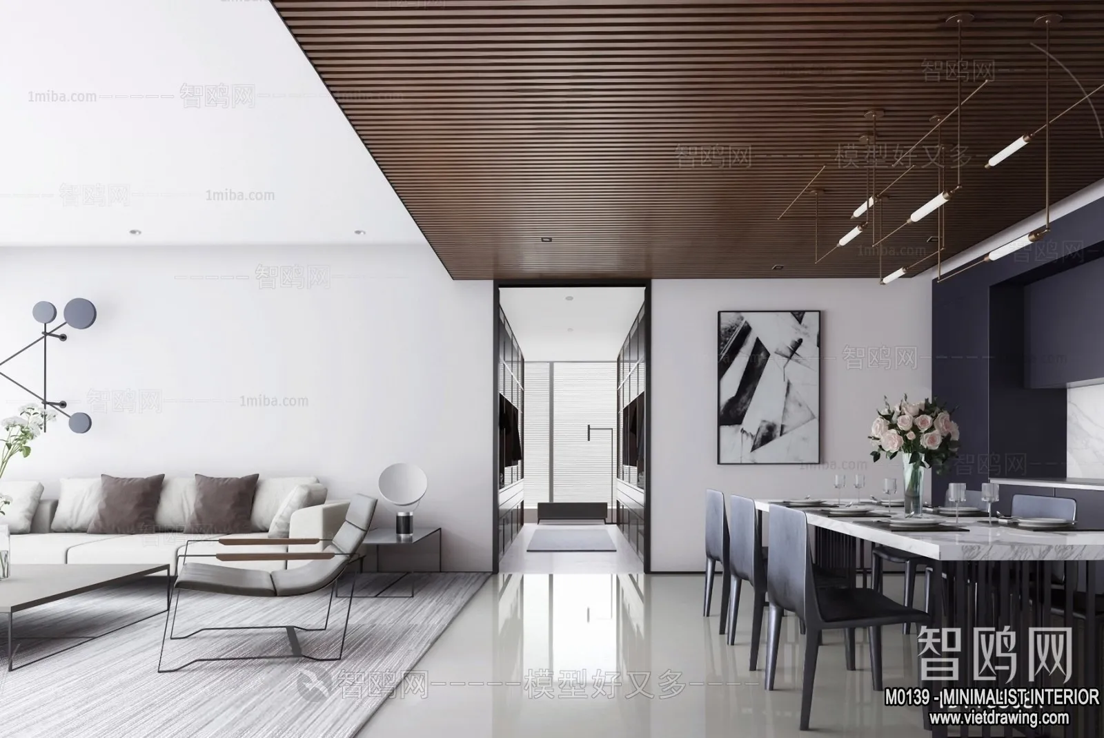 Living Room – Minimalist Style – 3D Interior Scene – 088