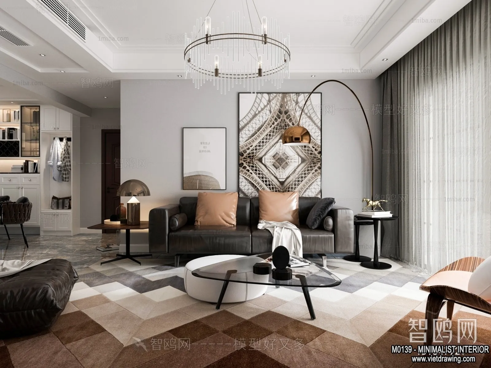 Living Room – Minimalist Style – 3D Interior Scene – 090