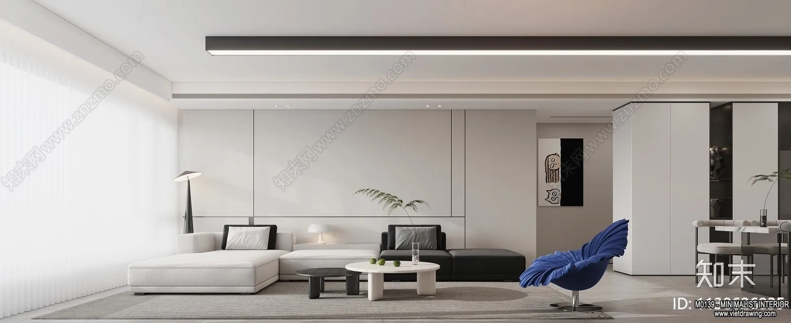 Living Room – Minimalist Style – 3D Interior Scene – 098