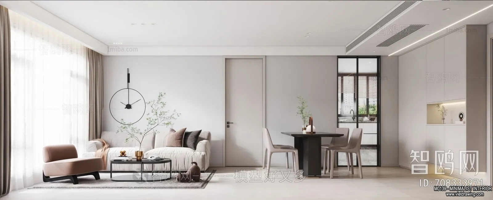 Living Room – Minimalist Style – 3D Interior Scene – 099