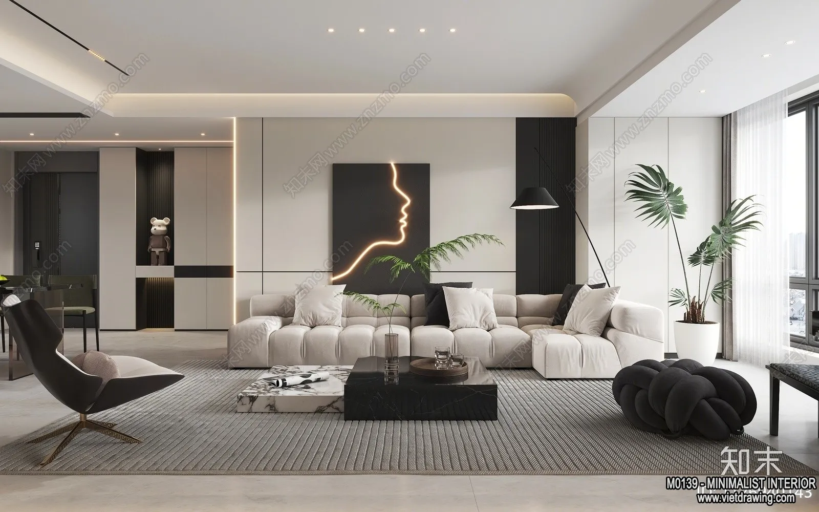 Living Room – Minimalist Style – 3D Interior Scene – 105