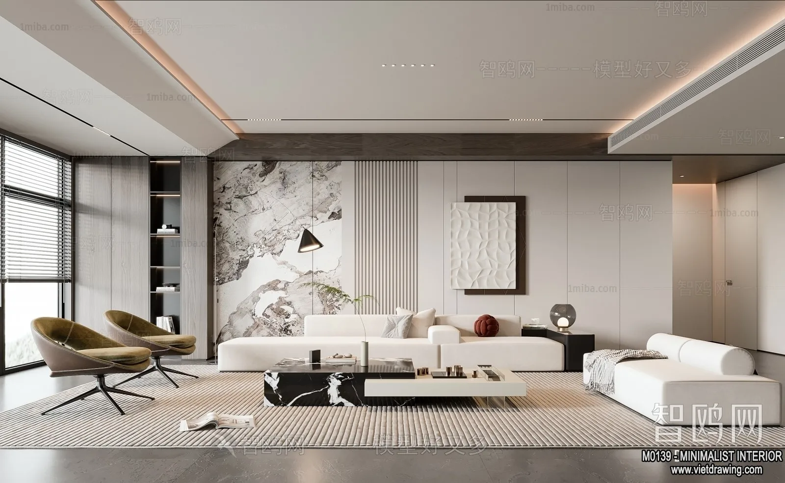 Living Room – Minimalist Style – 3D Interior Scene – 107