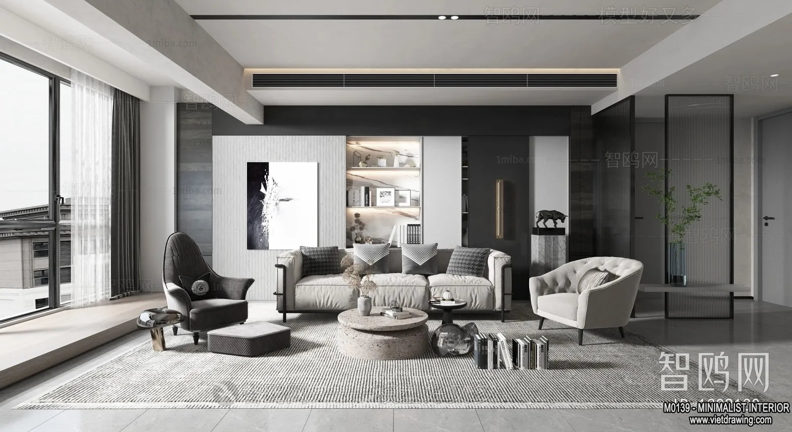 Living Room – Minimalist Style – 3D Interior Scene – 108