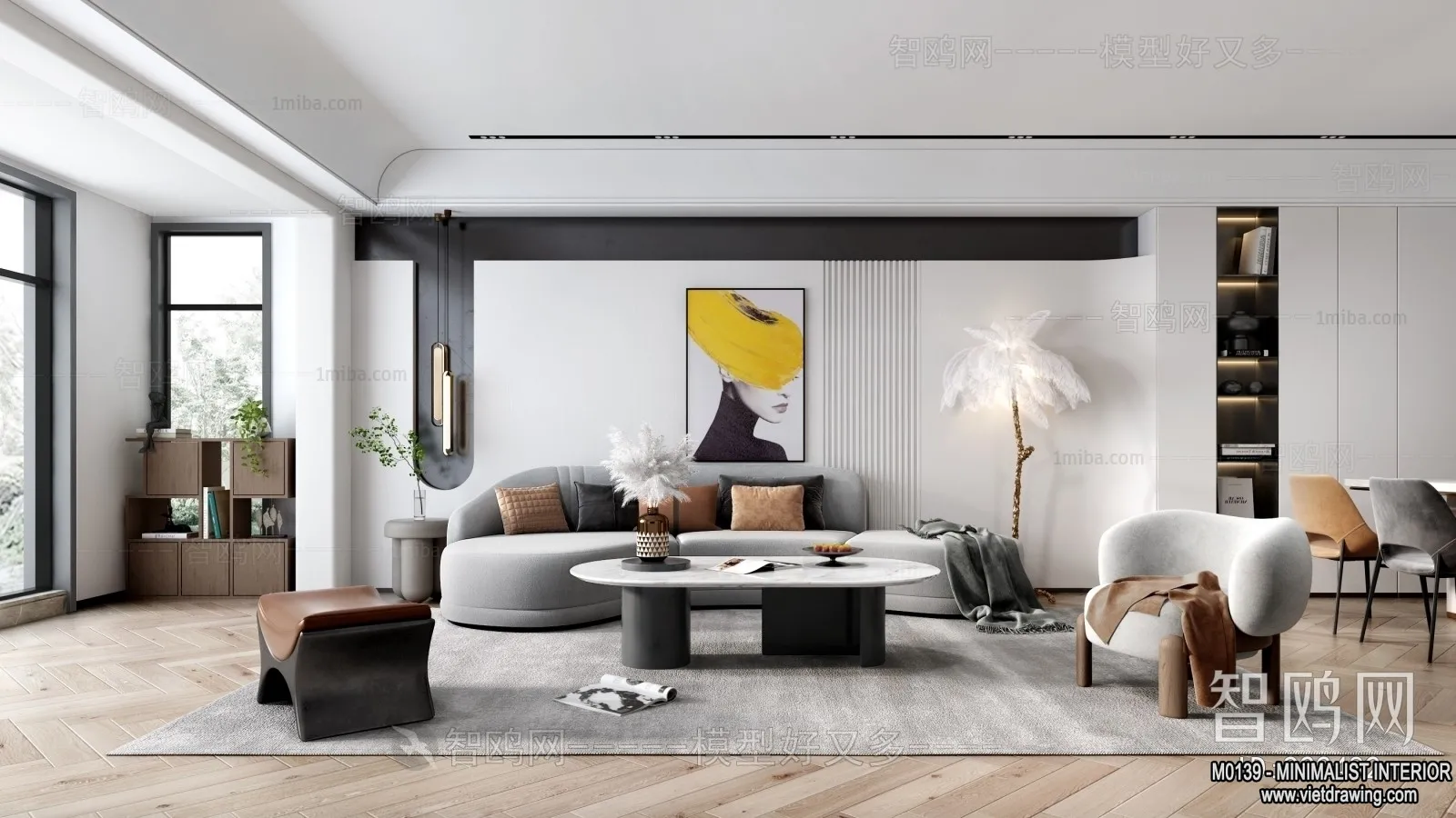 Living Room – Minimalist Style – 3D Interior Scene – 112