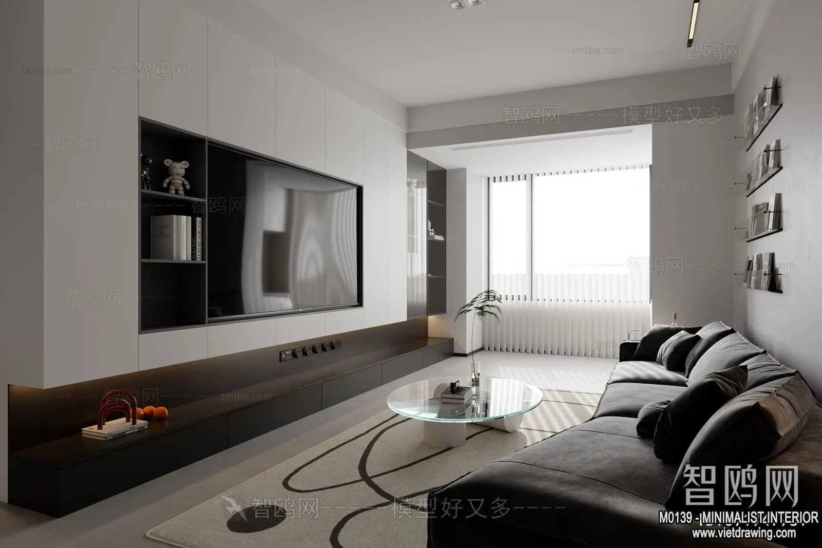 Living Room – Minimalist Style – 3D Interior Scene – 114