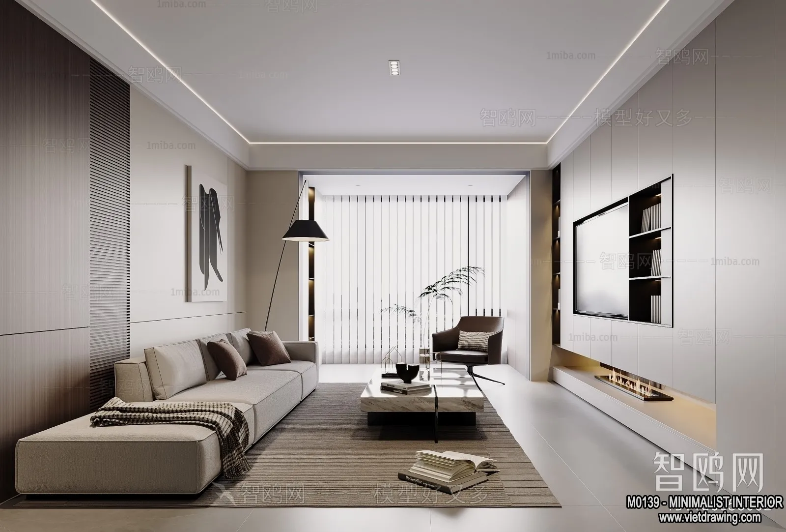 Living Room – Minimalist Style – 3D Interior Scene – 116