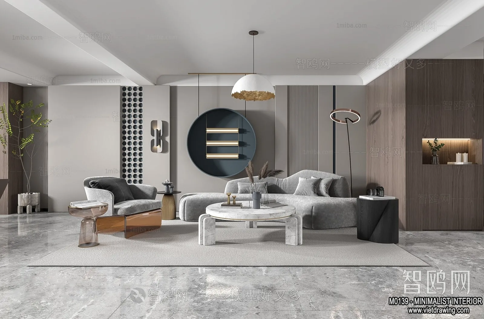 Living Room – Minimalist Style – 3D Interior Scene – 119