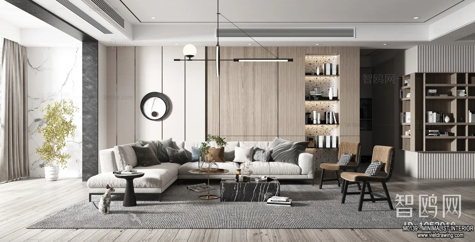 Living Room – Minimalist Style – 3D Interior Scene – 120