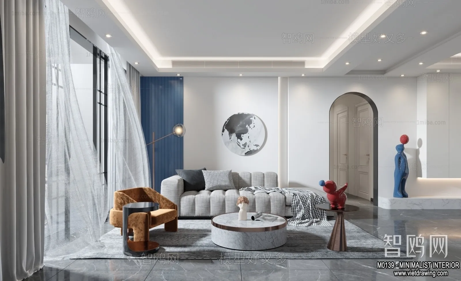 Living Room – Minimalist Style – 3D Interior Scene – 126