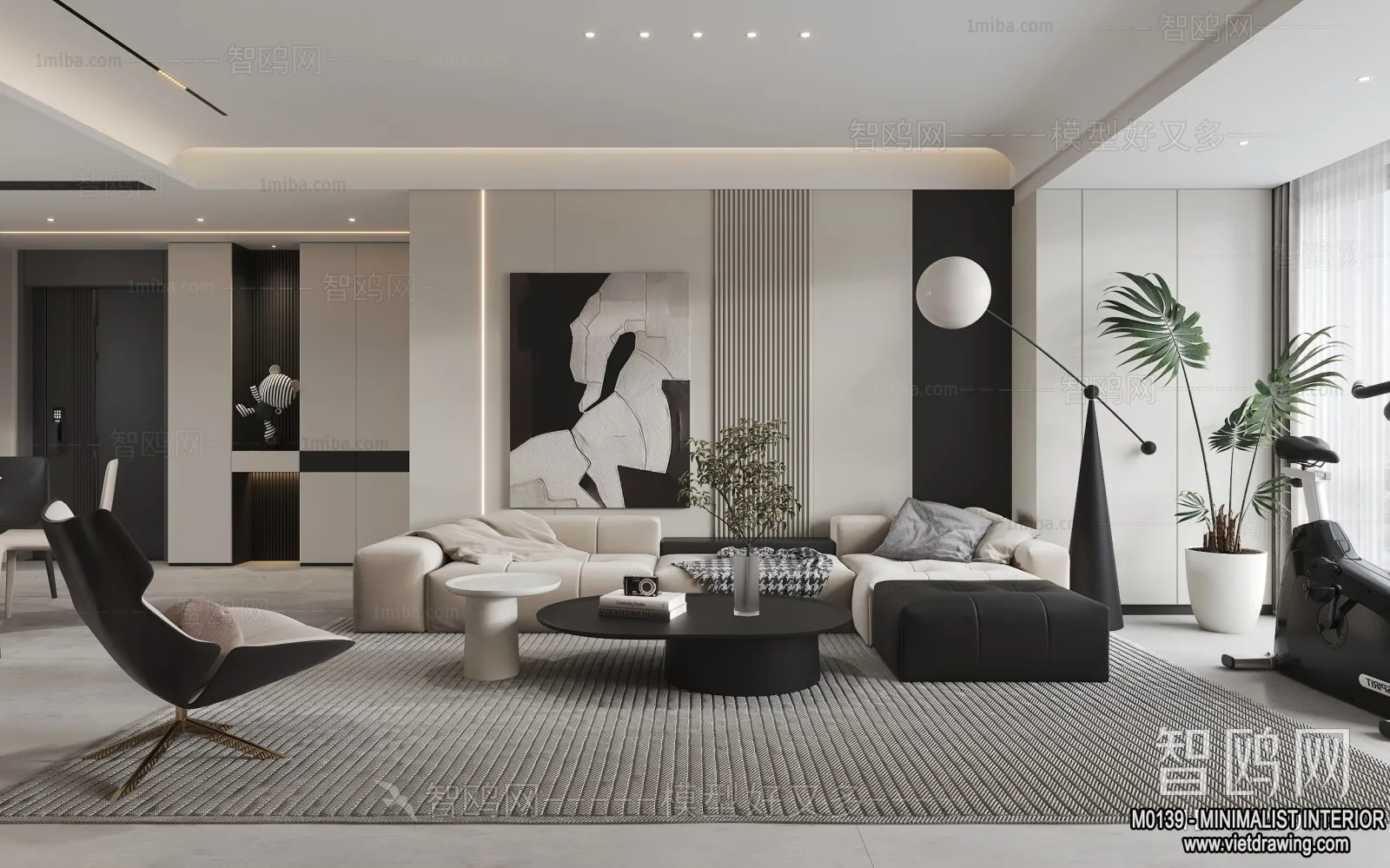 Living Room – Minimalist Style – 3D Interior Scene – 127