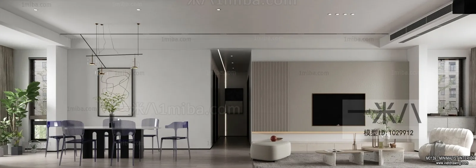 Living Room – Minimalist Style – 3D Interior Scene – 131