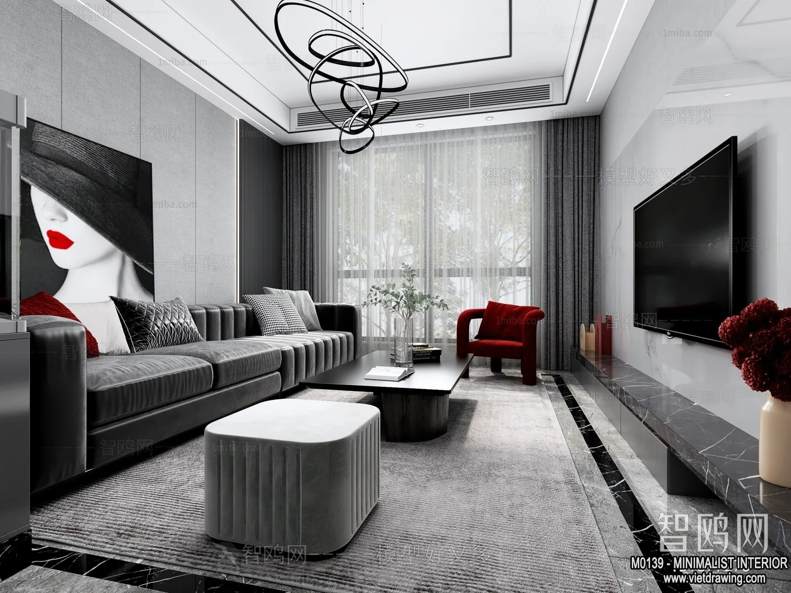 Living Room – Minimalist Style – 3D Interior Scene – 134