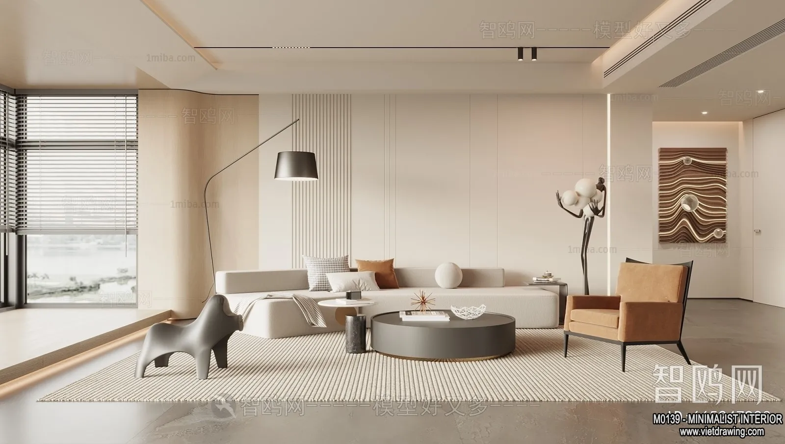 Living Room – Minimalist Style – 3D Interior Scene – 136