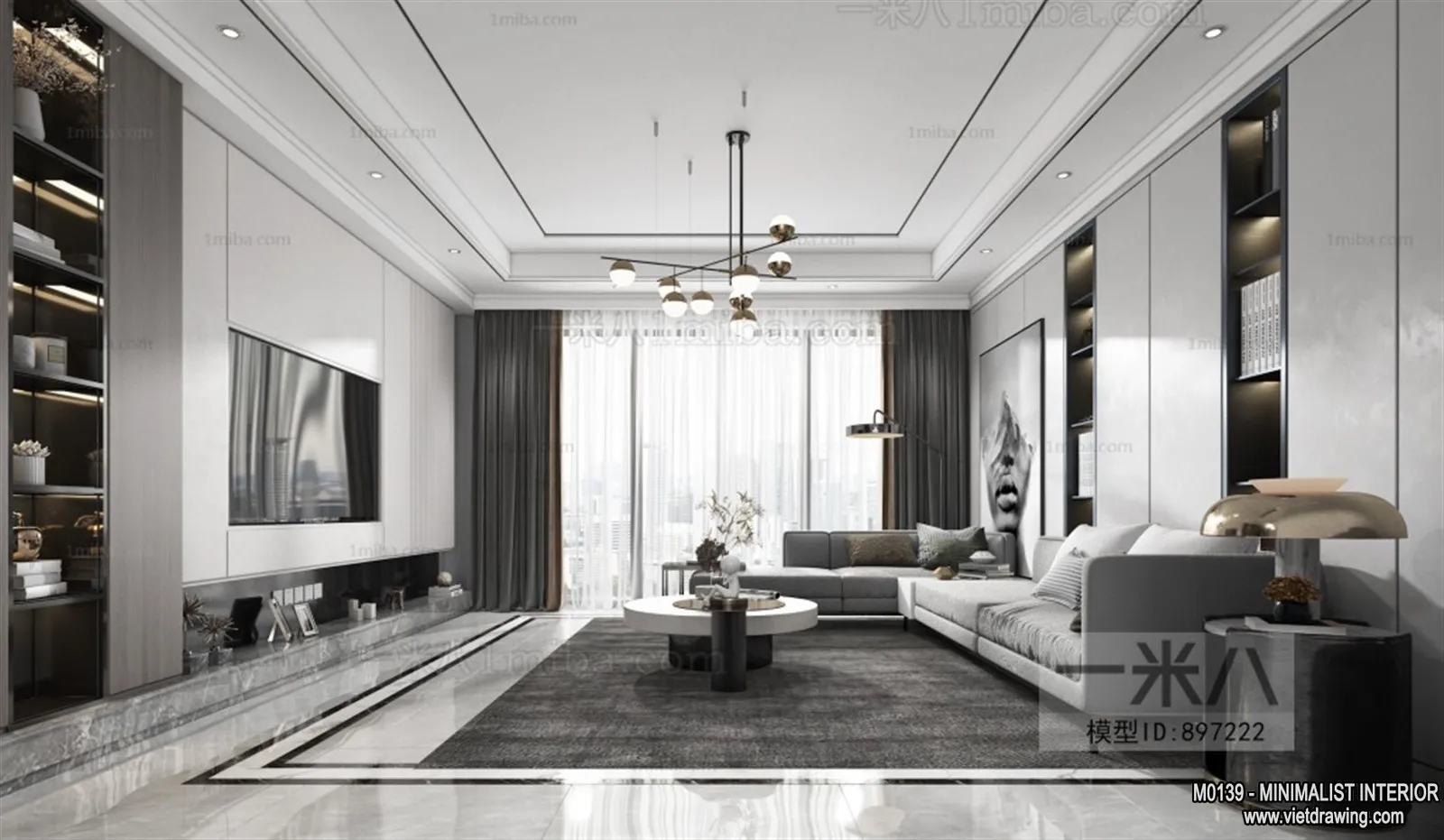 Living Room – Minimalist Style – 3D Interior Scene – 138