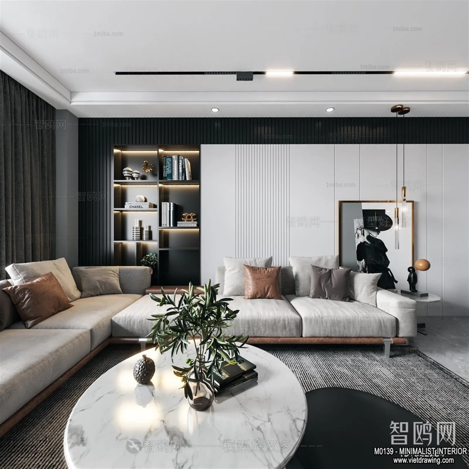 Living Room – Minimalist Style – 3D Interior Scene – 141