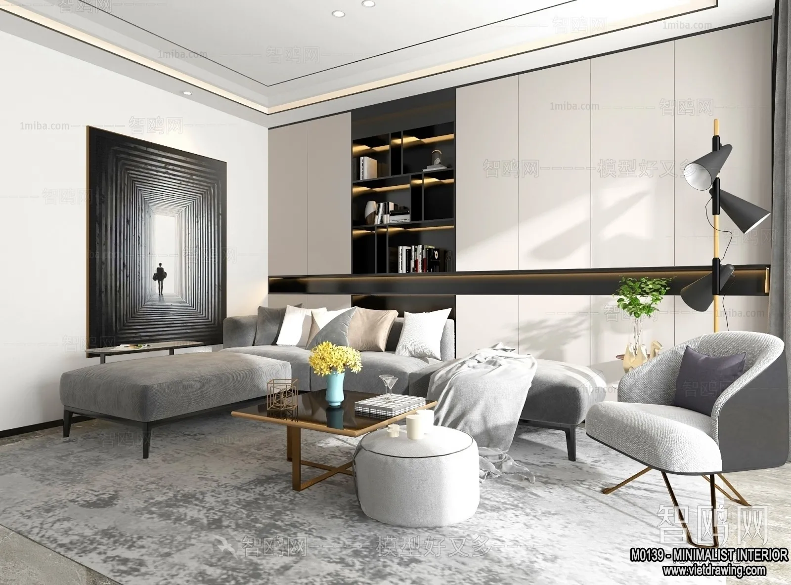 Living Room – Minimalist Style – 3D Interior Scene – 148