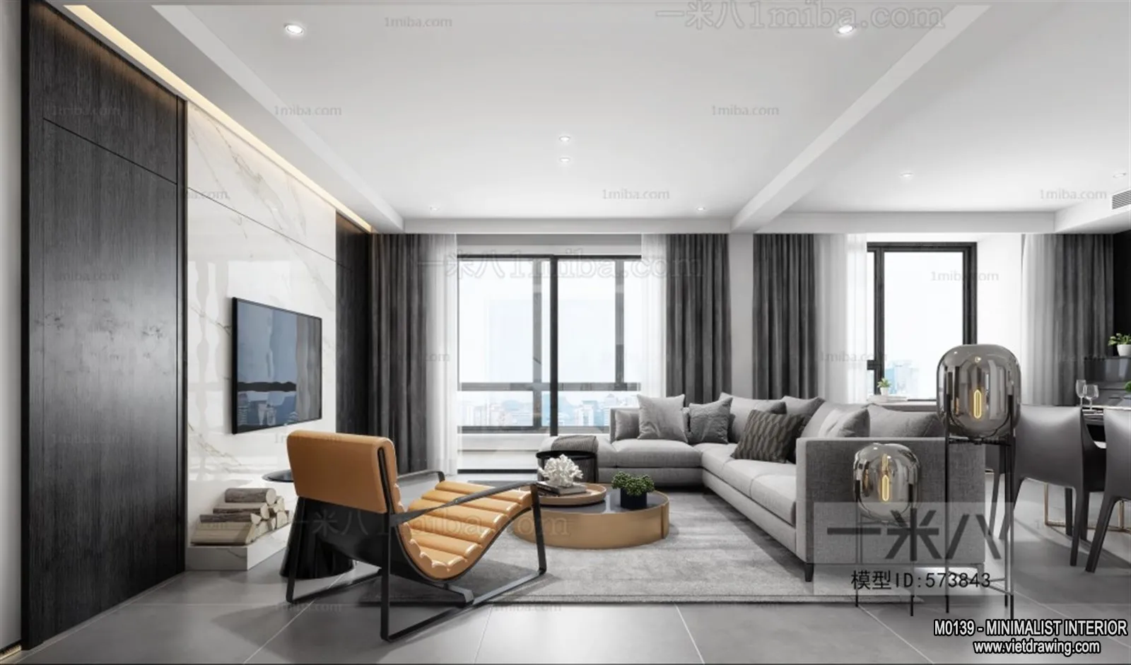 Living Room – Minimalist Style – 3D Interior Scene – 157