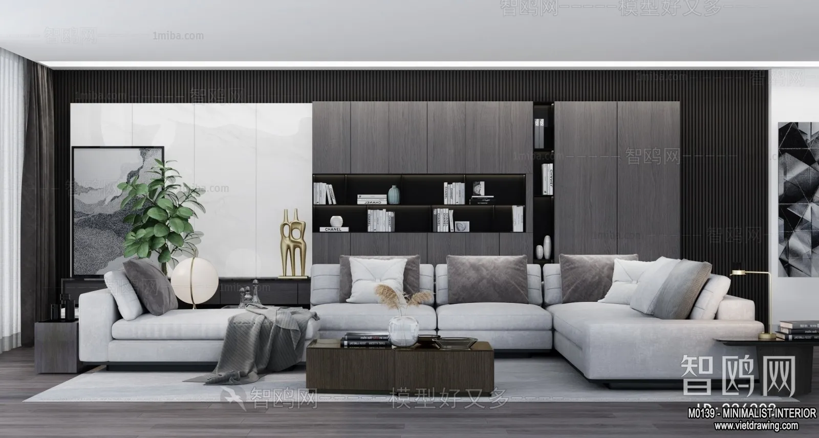 Living Room – Minimalist Style – 3D Interior Scene – 159