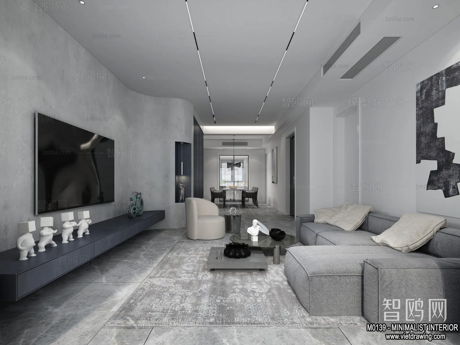 Living Room – Minimalist Style – 3D Interior Scene – 168