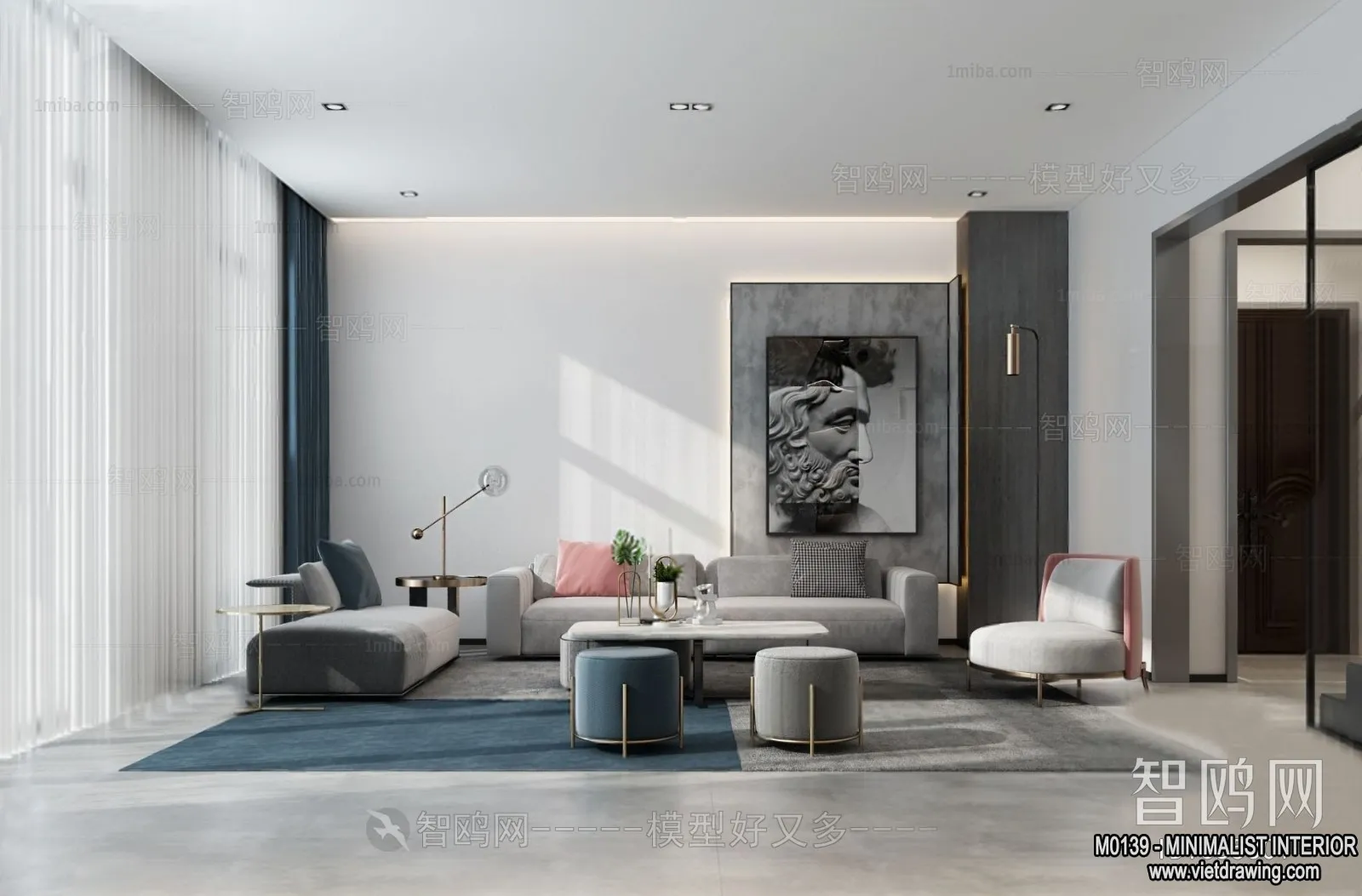 Living Room – Minimalist Style – 3D Interior Scene – 170