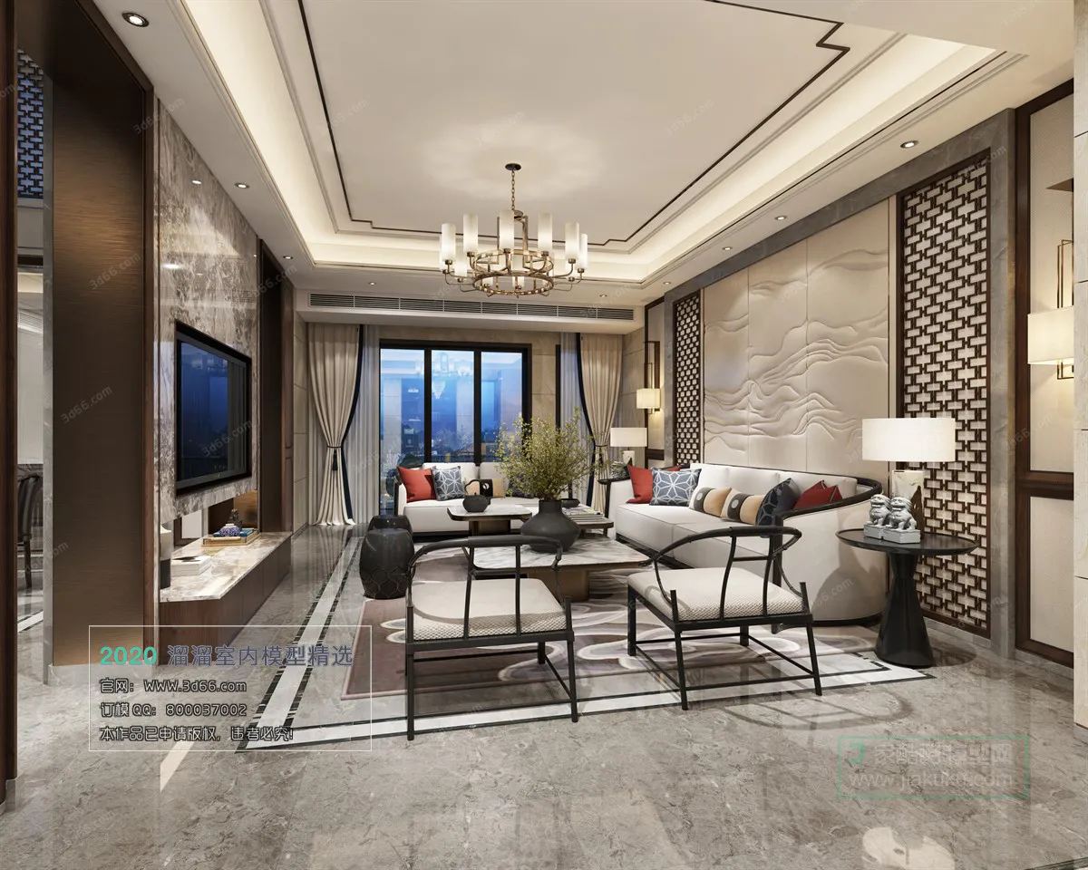 LIVING ROOM – CHINESE STYLE – 3D MODELS – VRAY – 009