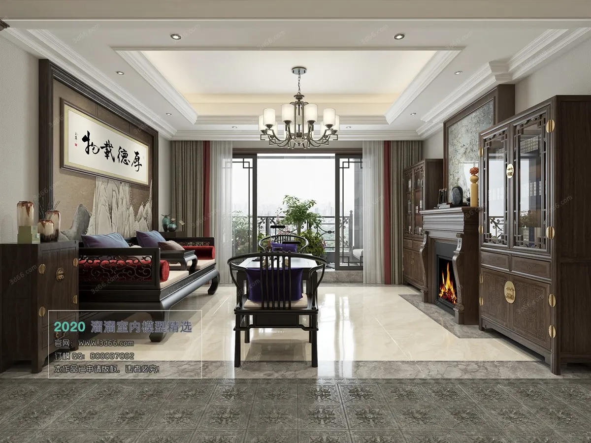 LIVING ROOM – CHINESE STYLE – 3D MODELS – VRAY – 012