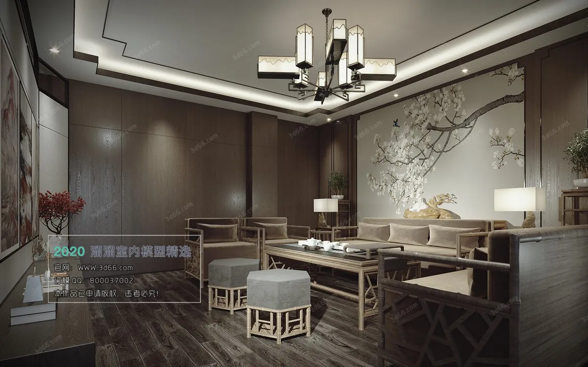 LIVING ROOM – CHINESE STYLE – 3D MODELS – VRAY – 020