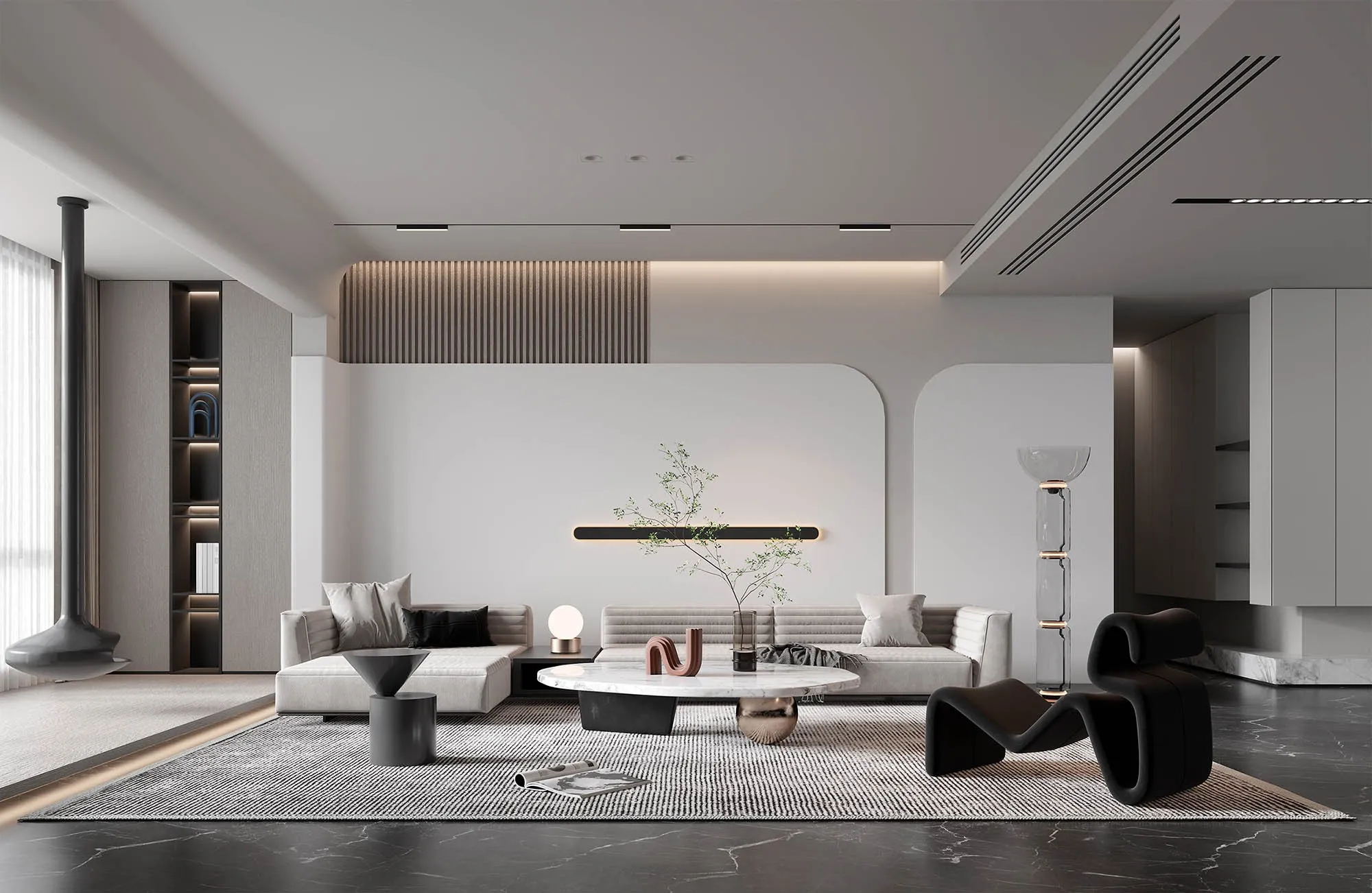 LIVING ROOM – MODERN STYLE – 3D SCENE – 067