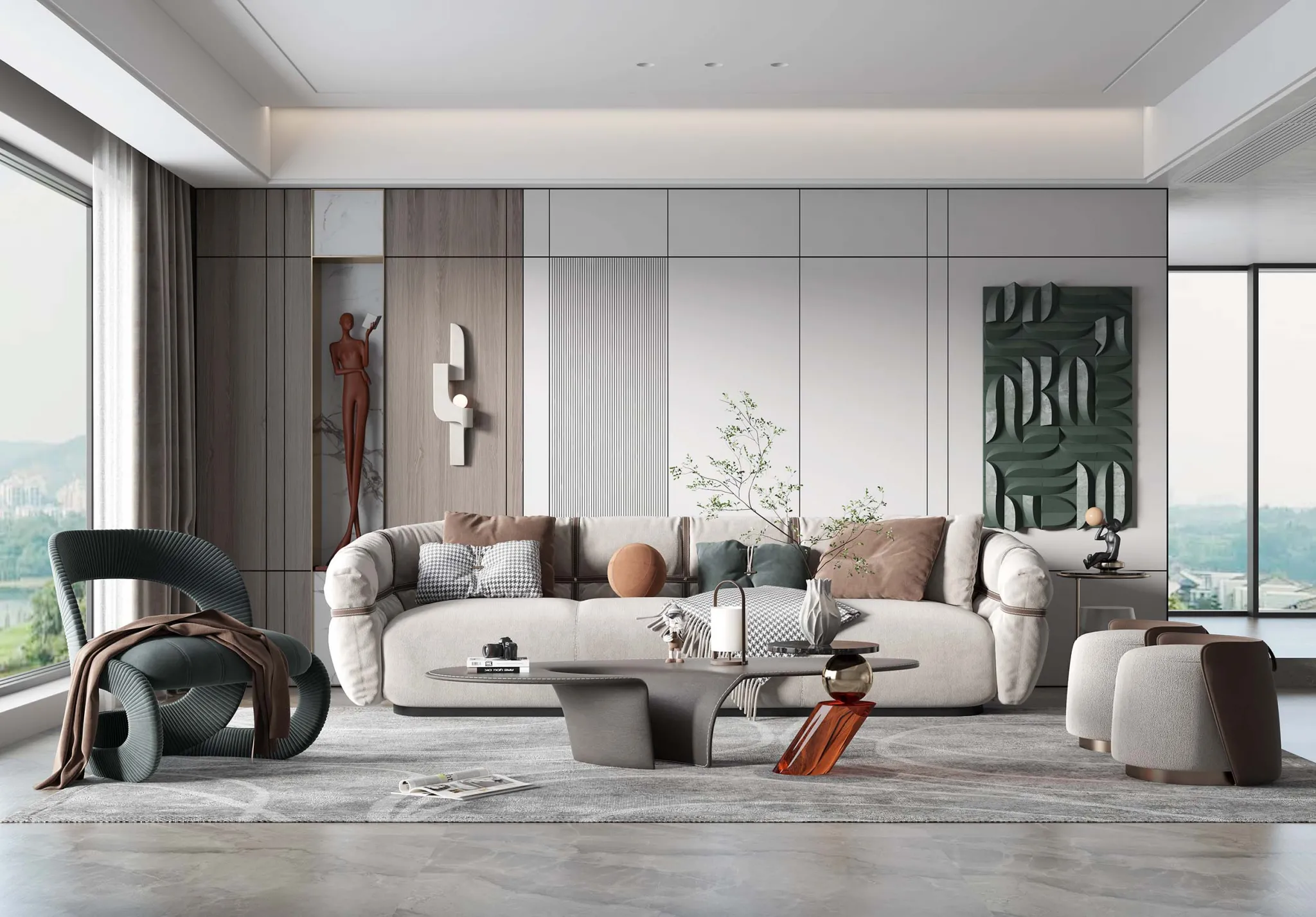 LIVING ROOM – MODERN STYLE – 3D SCENE – 086