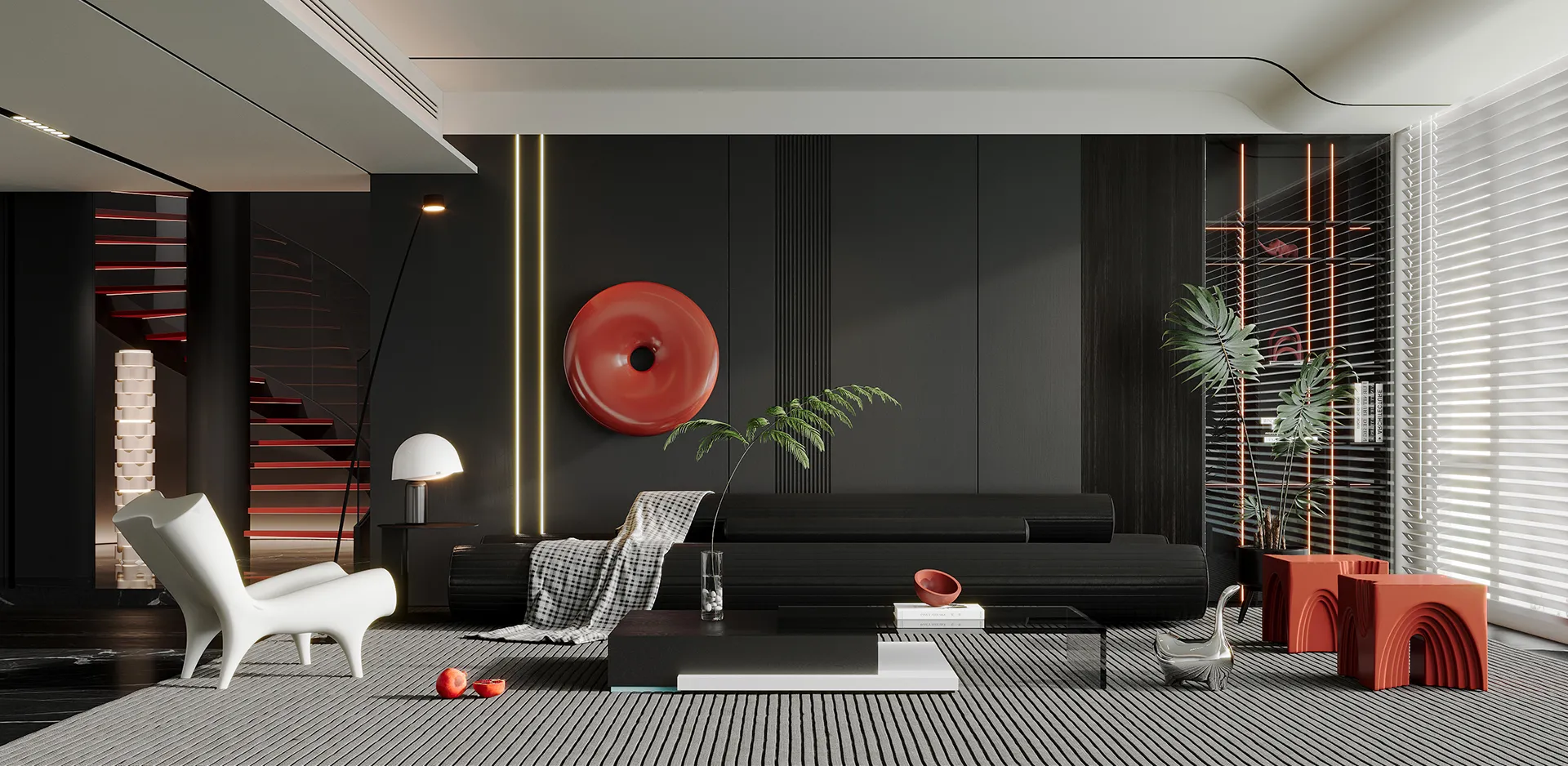 Living Room – Modern Style 3D Scenes – Interior Design – 040