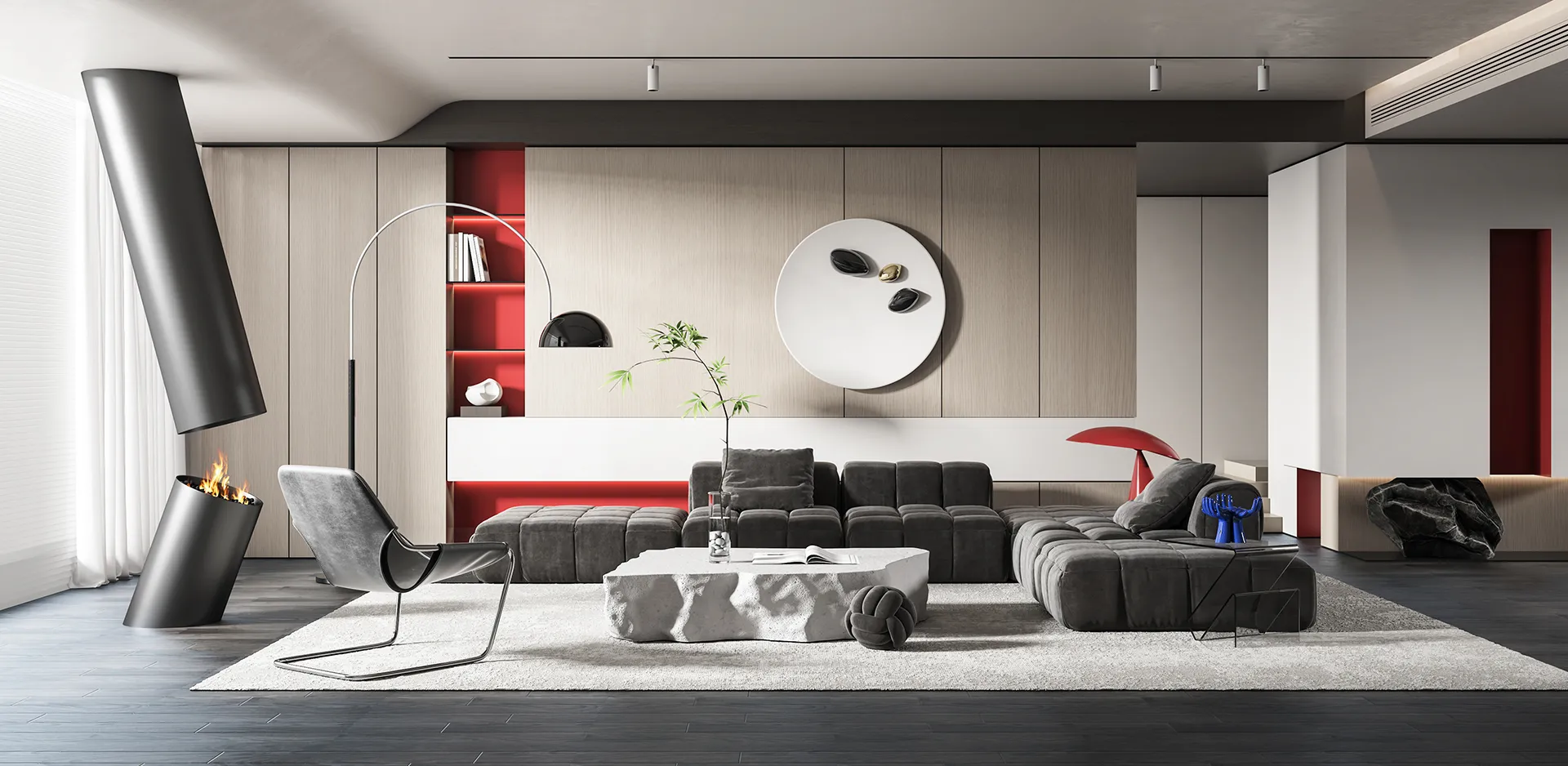 Living Room – Modern Style 3D Scenes – Interior Design – 041