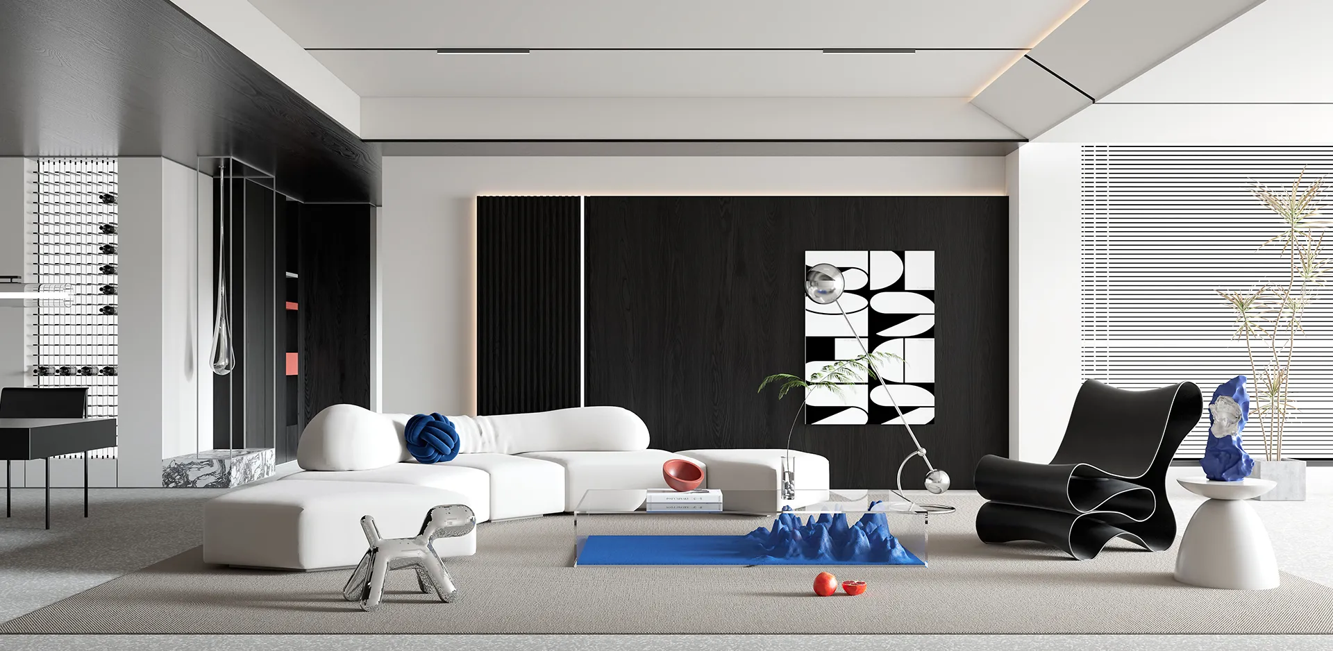 Living Room – Modern Style 3D Scenes – Interior Design – 046