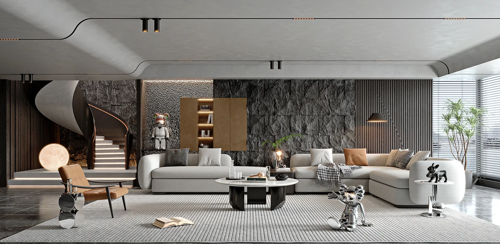 Living Room – Modern Style 3D Scenes – Interior Design – 079