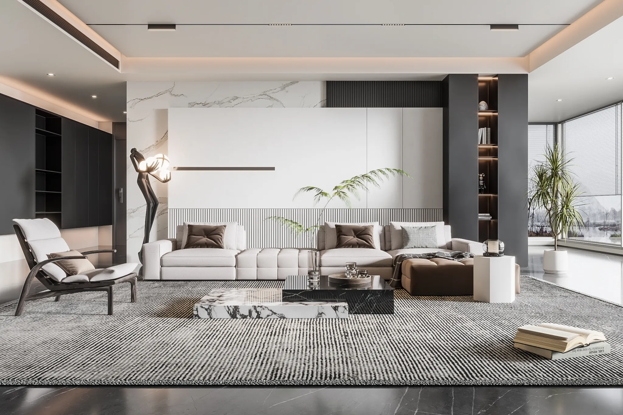 Living Room – Modern Style 3D Scenes – Interior Design – 121