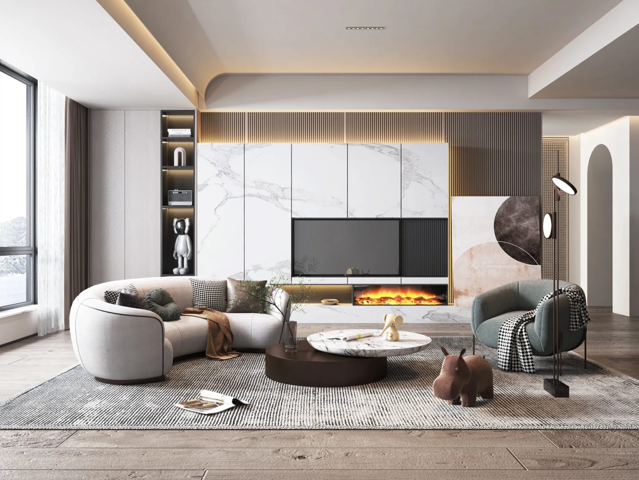 Living Room – Modern Style 3D Scenes – Interior Design – 156