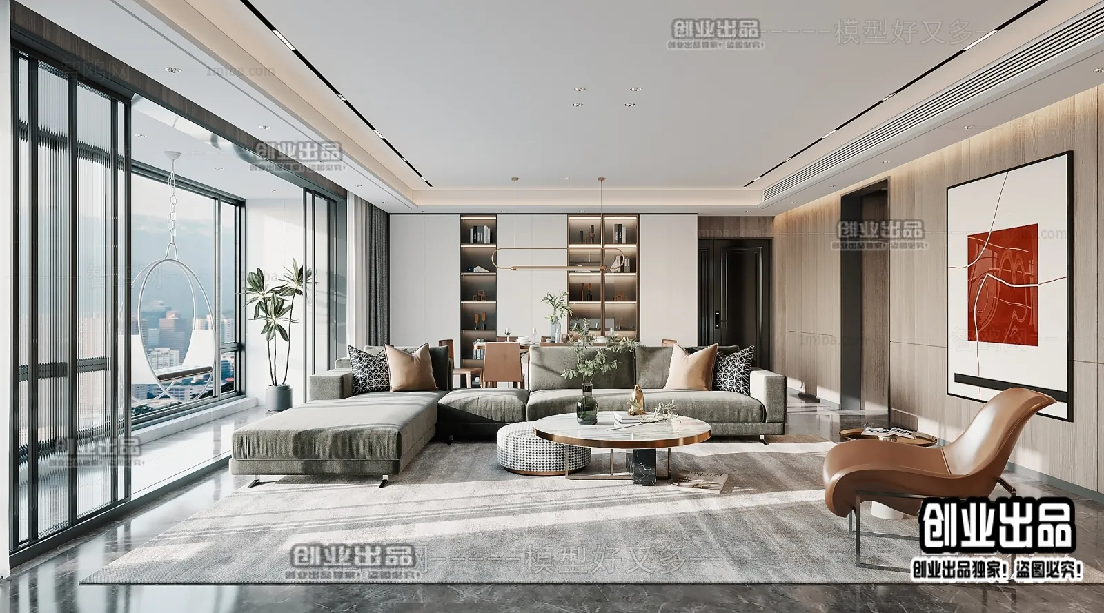 Living Room – Modern Style Interior 3D Scenes – 005