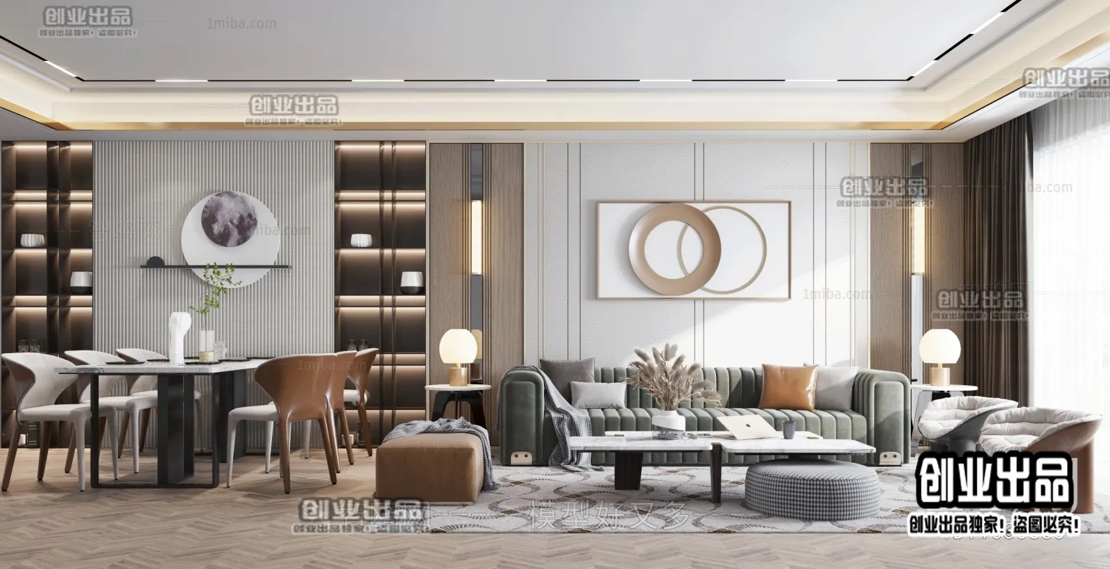 Living Room – Modern Style Interior 3D Scenes – 023