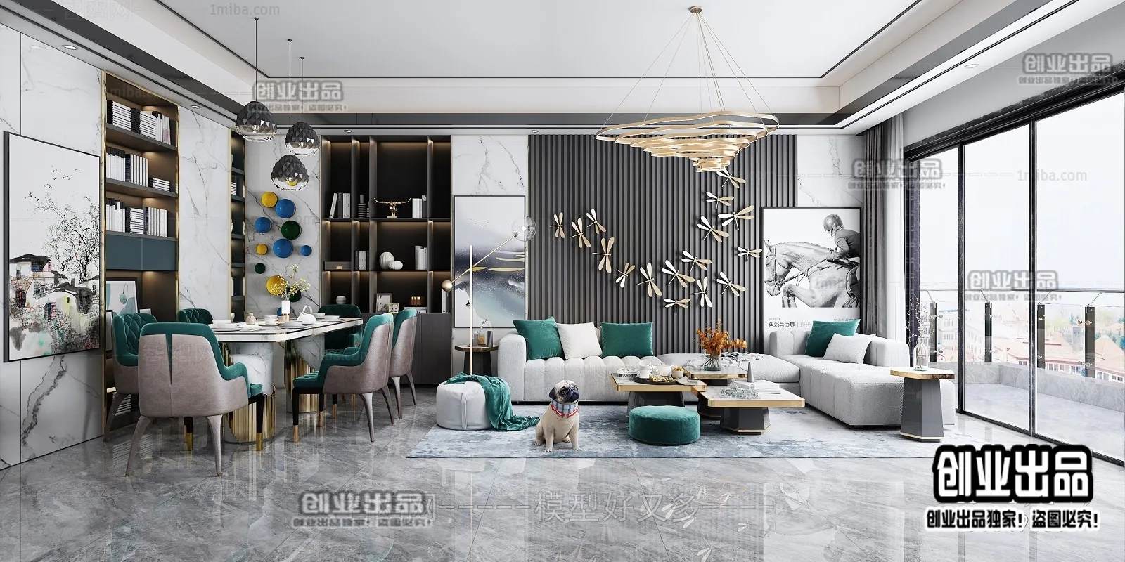 Living Room – Modern Style Interior 3D Scenes – 092