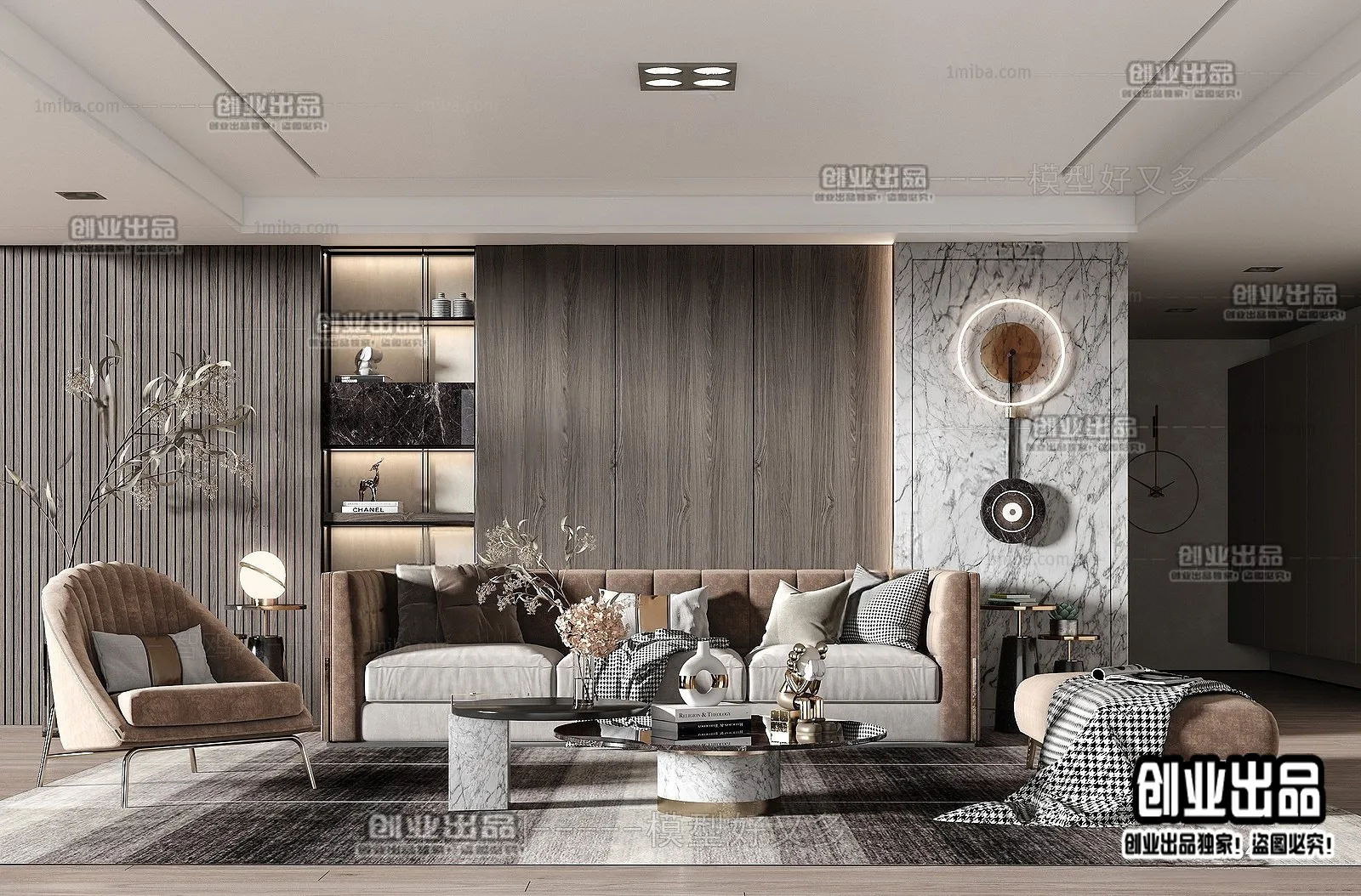 Living Room – Modern Style Interior 3D Scenes – 101