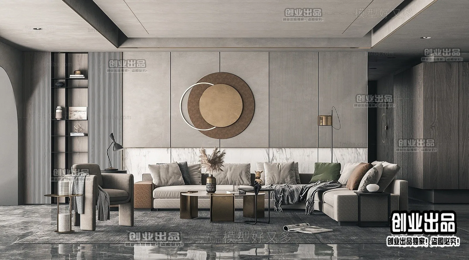 Living Room – Modern Style Interior 3D Scenes – 102