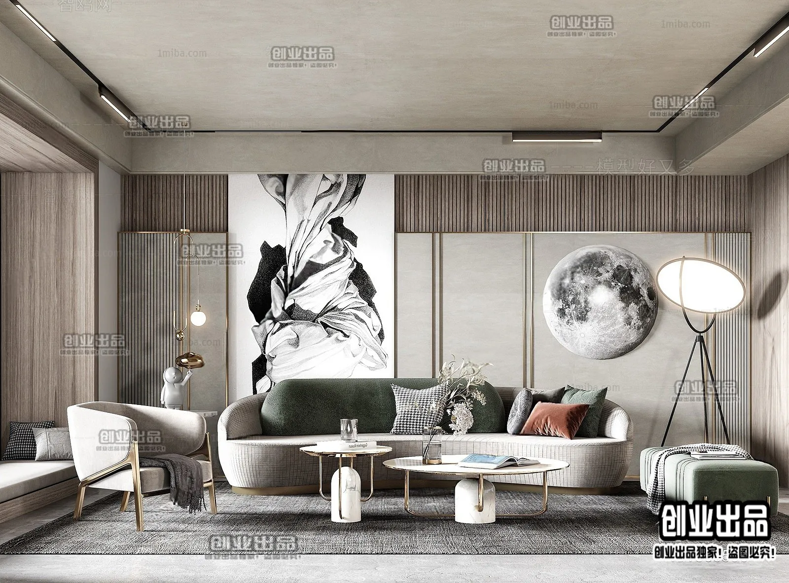 Living Room – Modern Style Interior 3D Scenes – 105