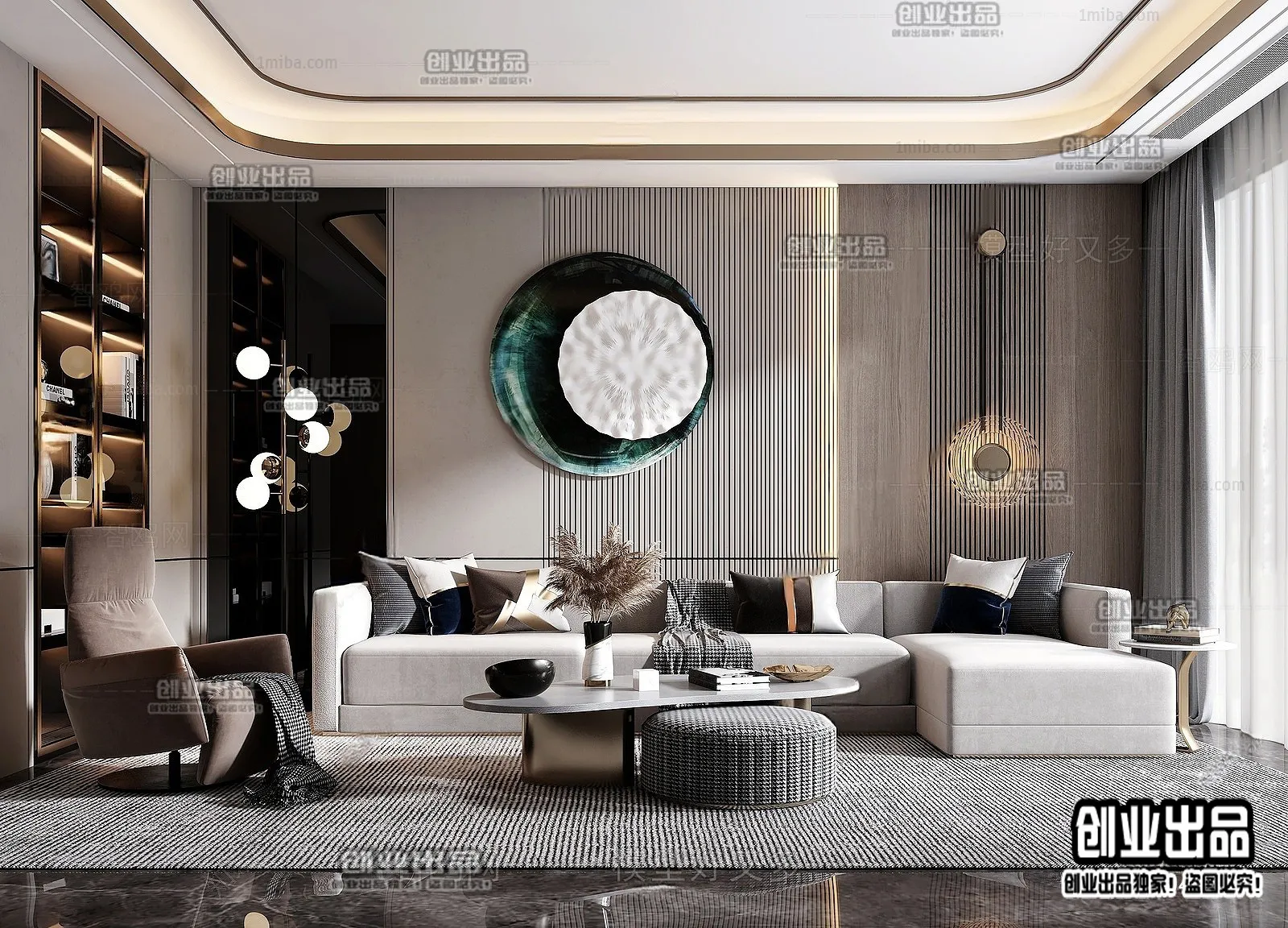 Living Room – Modern Style Interior 3D Scenes – 111