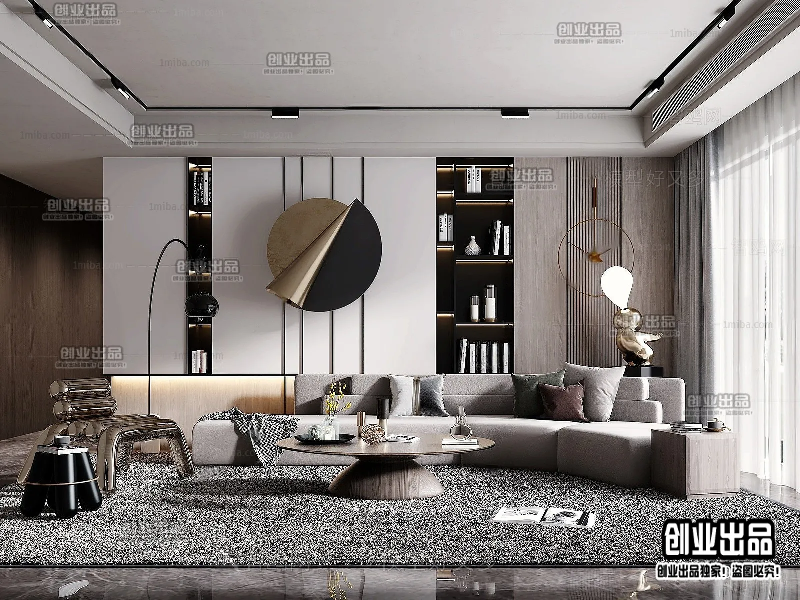 Living Room – Modern Style Interior 3D Scenes – 113