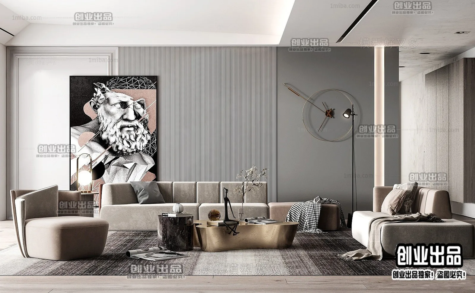 Living Room – Modern Style Interior 3D Scenes – 114