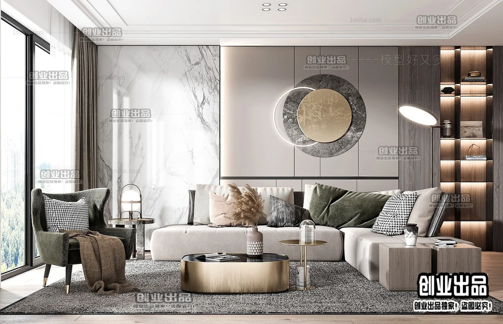 Living Room – Modern Style Interior 3D Scenes – 122