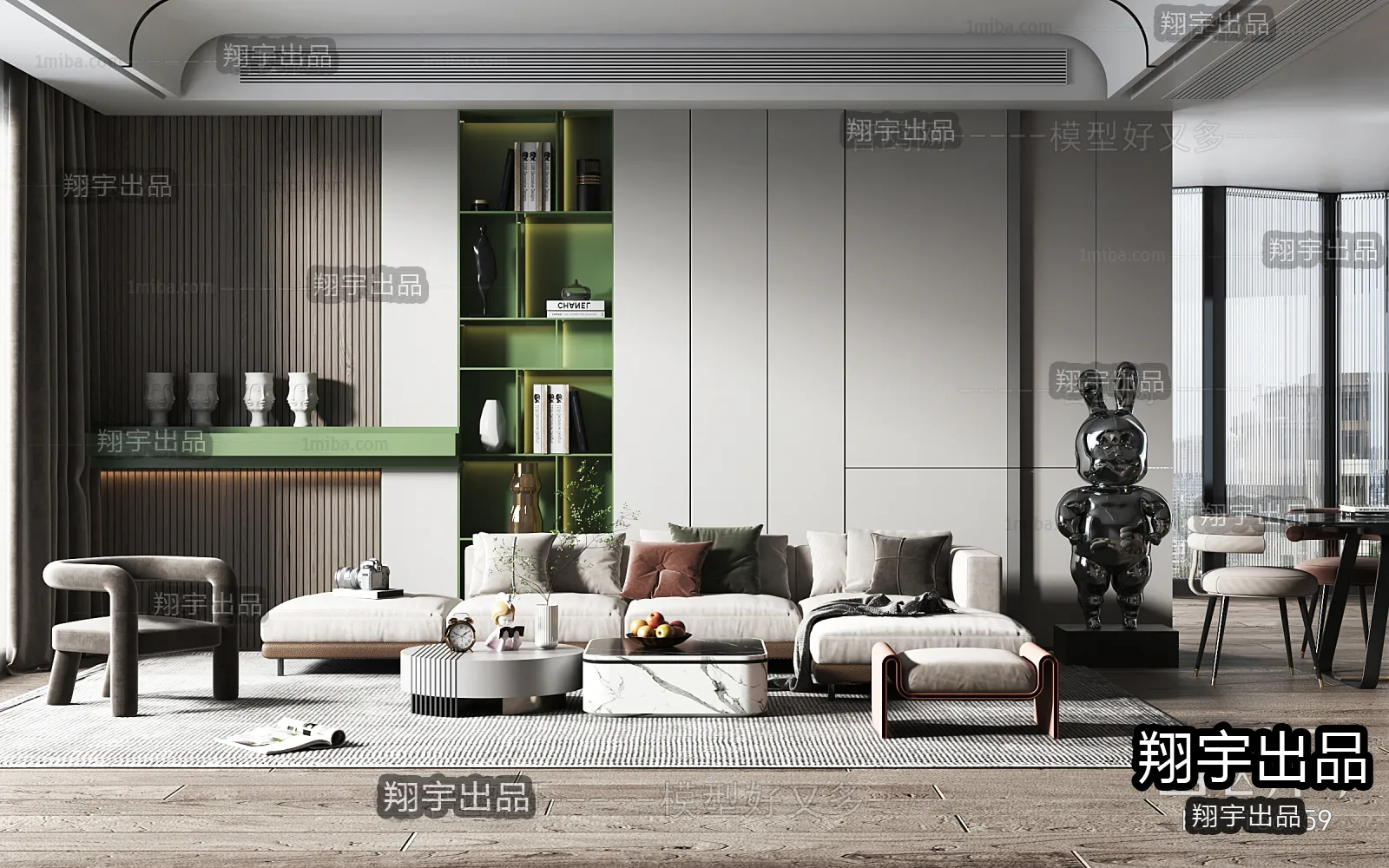 Living Room – Modern Style Interior 3D Scenes – 124