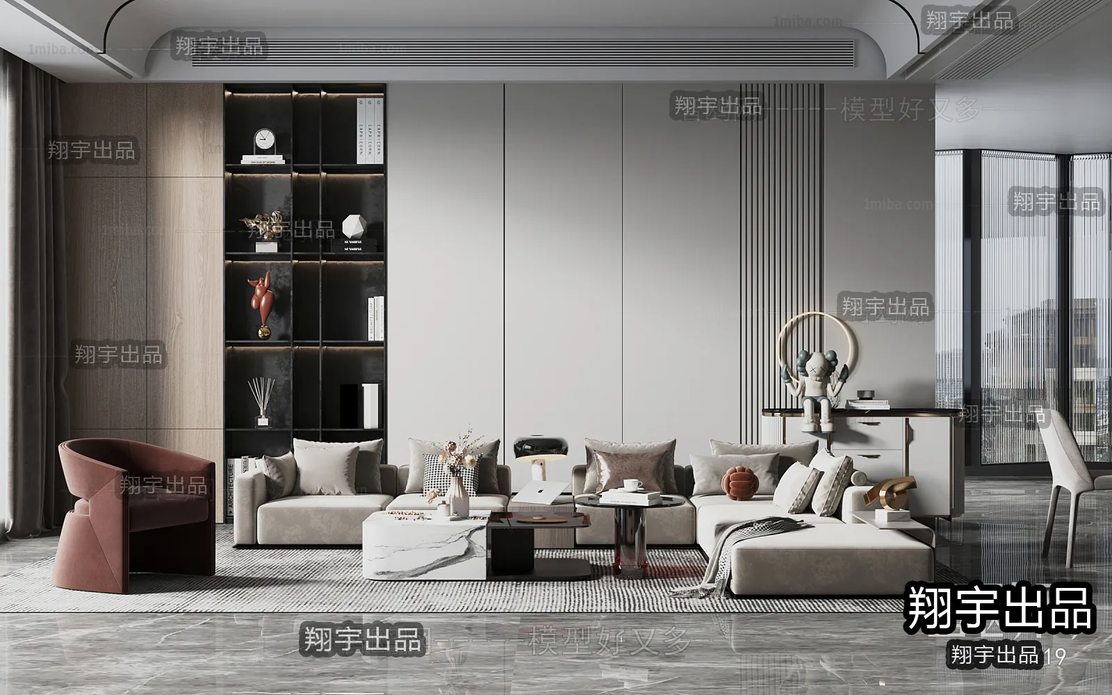 Living Room – Modern Style Interior 3D Scenes – 125