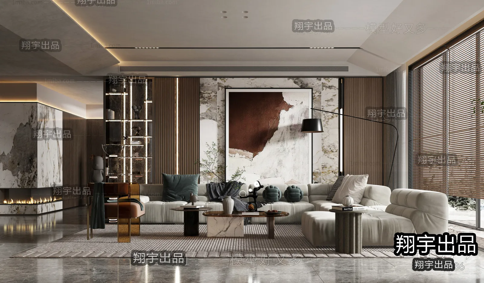 Living Room – Modern Style Interior 3D Scenes – 133