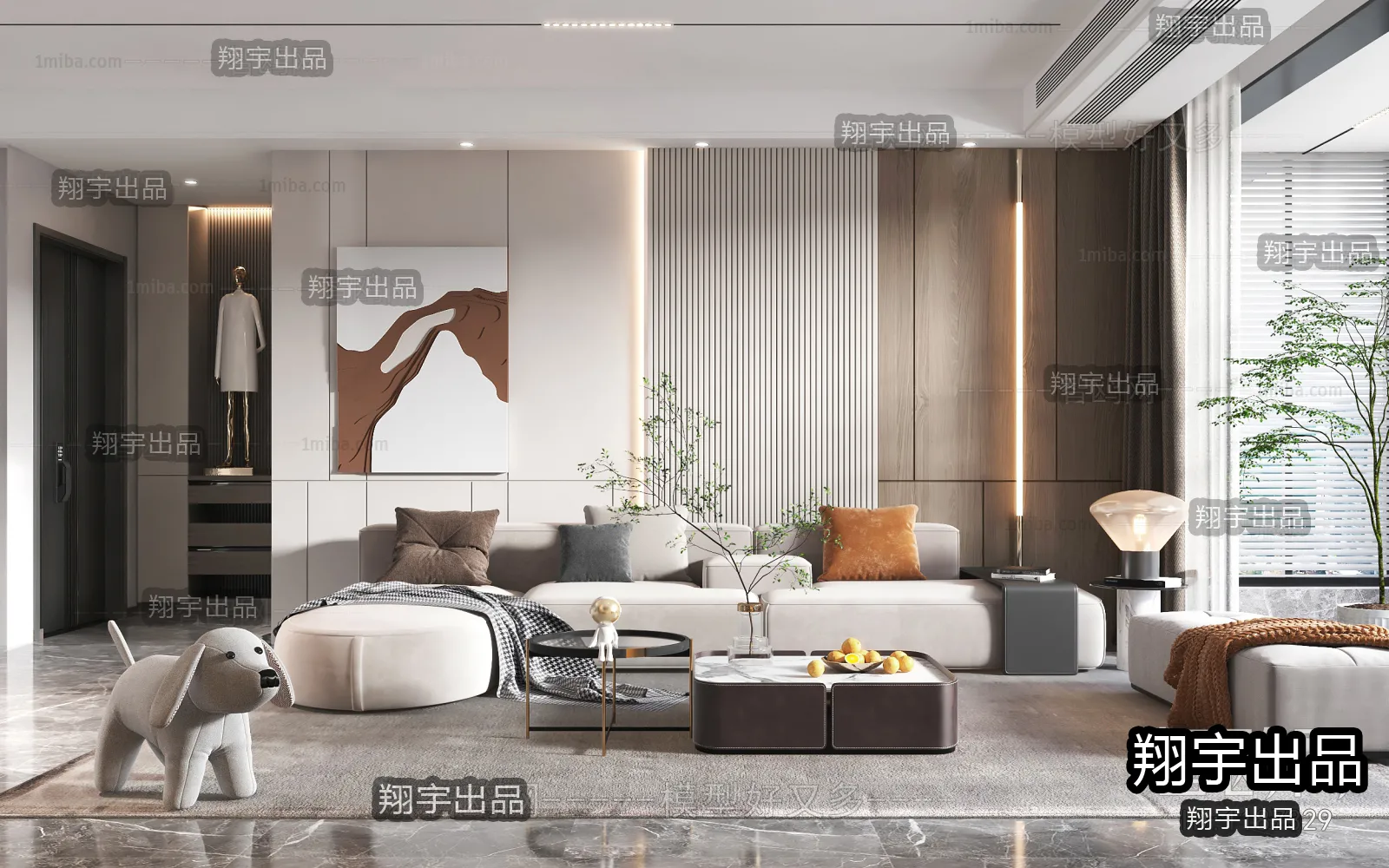 Living Room – Modern Style Interior 3D Scenes – 134